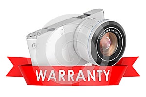 Mirrorless digital camera warranty, service concept. 3D rendering