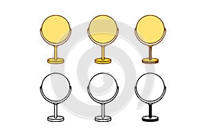 Mirrors in doodle style on white background. Round hand mirrors clip art