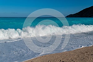 Myrtos beach at Cefalonia island, Greece photo