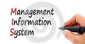 MIS management information system symbol. Concept words MIS management information system on beautiful white background.