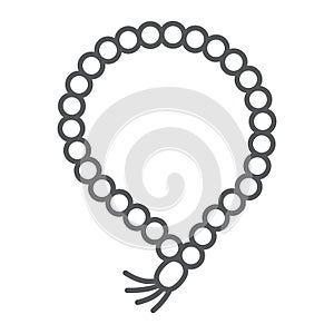 Misbaha thin line icon, ramadan and dhikr, muslim tasbih sign, vector graphics, a linear pattern on a white background photo