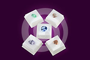 Misc. Colored Gem Stones in White Boxes