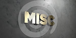 Misc - Gold sign mounted on glossy marble wall - 3D rendered royalty free stock illustration