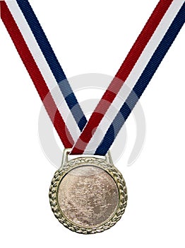 Misc.: Shiny Gold Medal with Red White & Green Ribbon