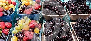 Miscellaneous berries on sale on a country farm market