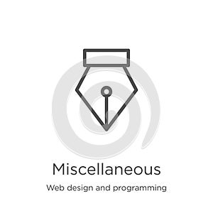 miscellaneous icon vector from web design and programming collection. Thin line miscellaneous outline icon vector illustration.