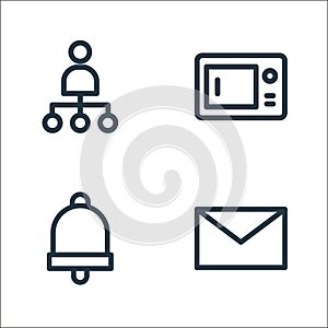 miscellaneous line icons. linear set. quality vector line set such as email, bell, oven