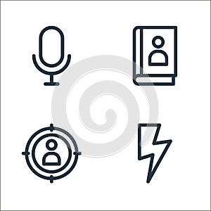 miscellaneous line icons. linear set. quality vector line set such as flash, user, book