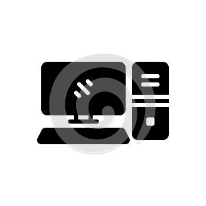 Black solid icon for electronic, pc and computer