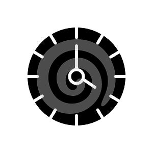 Black solid icon for four clock, watch and timer
