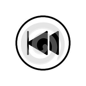 Black solid icon for past, previous and play