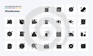 25 Miscellaneous Solid Glyph icon pack