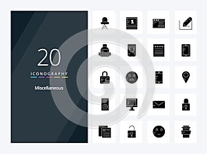 20 Miscellaneous Solid Glyph icon for presentation