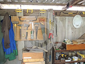 Miscellaneous tools and accessories in the utility room