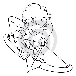 Mischievous Cupid aiming at you during valentine`s day, Vector illustration