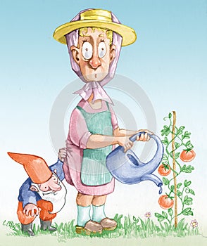 Mischievous gnome humorous illustration photo