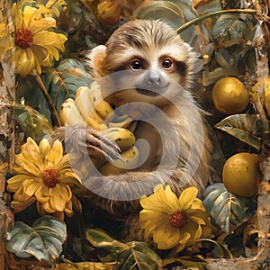 A mischievous monkey orchestrates a grand heist in the jungle, AI generated photo