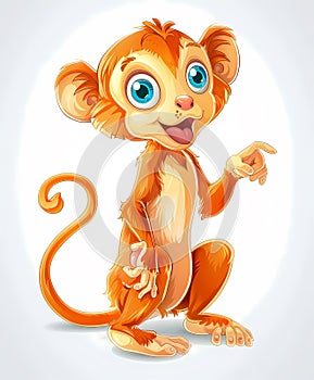 Mischievous Monkey: Vibrant, Humorous Animal Sticker Illustration for Exploring Concept of Lightheartedness in Art photo