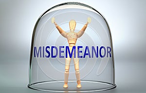 Misdemeanor can separate a person from the world and lock in an isolation that limits - pictured as a human figure locked inside a