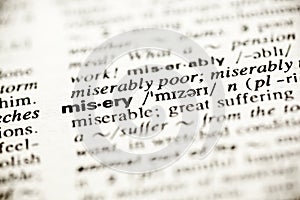 'Misery' - dictionary definition vignette