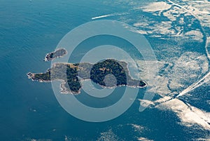 Misery Island, aerial, Boston, MA, USA on a sunny day photo