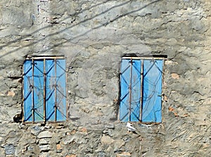 Blue windows, Misfat Al Abriyeen, Oman photo