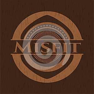 Misfit realistic wooden emblem. Vector Illustration.  EPS10