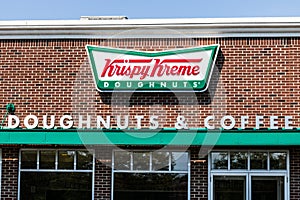 Mishawaka - Circa August 2018: Krispy Kreme Signage and Logo. Krispy Kreme has a loyal following for their doughnuts I