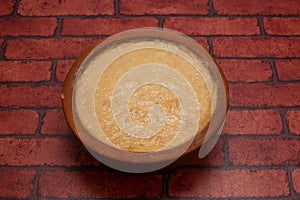 Mishti Doi or sweet yogurt served in plate isolated on background top view of bangladeshi dessert food