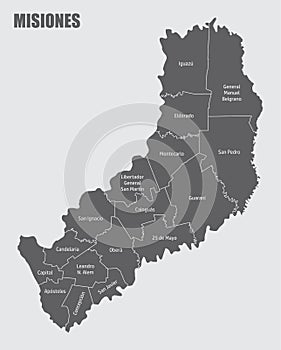 Misiones province administrative map