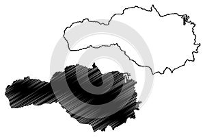 Miskolc City Hungary, Borsod-Abauj-Zemplen County map vector illustration, scribble sketch City of Miskolc map