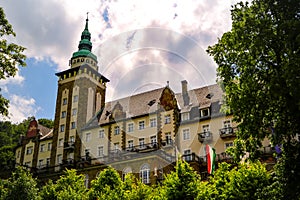 Miskolc, Hungary, May 20, 2019: Castle Hotel Palota in Lillafured, Miskolc.