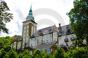 Miskolc, Hungary, May 20, 2019: Castle Hotel Palota in Lillafured, Miskolc.