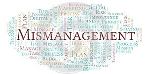 Mismanagement word cloud, made with text only. photo