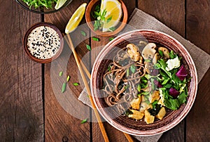 Miso and soba noodle soup