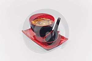 Miso soup , Japanese Food on white background.