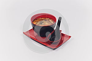 Miso soup , Japanese Food on white background.