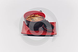 Miso soup , Japanese Food on white background.