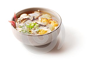 Miso soup with mushrooms in small dish