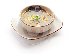 Miso soup with mussel and onion