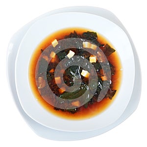 Miso soup top view