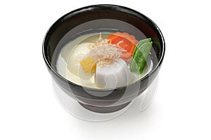 Miso soup zoni , japanese rice cake soup