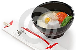 Miso soup zoni (japanese rice cake soup) , japanse