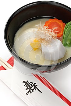 Miso soup zoni (japanese rice cake soup) , japanse