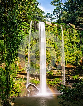 Misol-ha waterfall at golden hour.