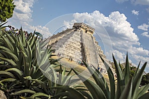 MISOL-HA WATERFALLS, MEXICO - Mar 10, 2018: The beautiful Mayan pyramid of Chichen Itza