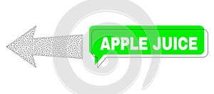 Misplaced Apple Juice Green Phrase Cloud and Mesh 2D Arrow Left