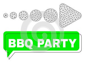 Shifted BBQ Party Green Phrase Cloud and Mesh Wireframe Arrow Right