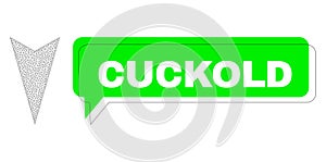 Misplaced Cuckold Green Text Cloud and Mesh Network Arrowhead Down