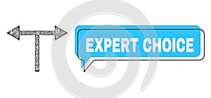 Misplaced Expert Choice Speech Balloon and Hatched Bifurcation Arrows Left Right Icon